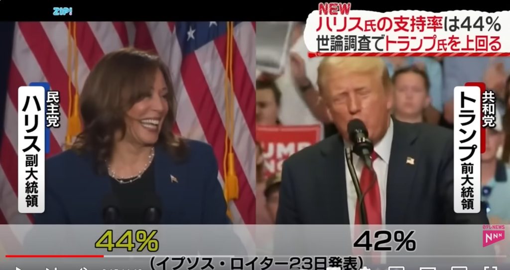 ハリス氏の支持率は44%